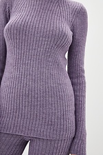 Lilac knitted two-piece suit: jacket, pants with slits  4037823 photo №5