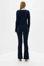 Navy blue knitted two-piece suit: jacket, pants with slits Sewel 4037824 photo №3