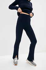 Navy blue knitted two-piece suit: jacket, pants with slits Sewel 4037824 photo №4