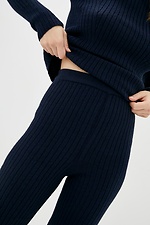 Navy blue knitted two-piece suit: jacket, pants with slits  4037824 photo №5