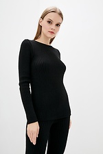 Black knitted two-piece suit: jacket, pants with slits  4037825 photo №2