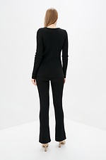 Black knitted two-piece suit: jacket, pants with slits  4037825 photo №3