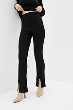 Black knitted two-piece suit: jacket, pants with slits  4037825 photo №4