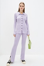 Lilac knitted two-piece suit: button-down jacket, pants  4037829 photo №1