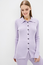 Lilac knitted two-piece suit: button-down jacket, pants  4037829 photo №2