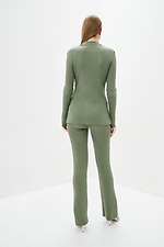 Зелений в'язаний костюм: кофта на ґудзиках, штани  4037830 фото №3