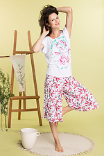 Women's knitted set for home and sleep in floral print Key 4028833 photo №2
