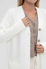 Women's long knitted cardigan in white color  4038833 photo №4