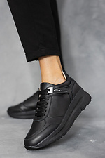 Black leather sneakers for the city  8018833 photo №1