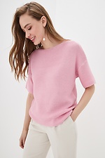 Różowy sweter z dzianiny z krótkimi rękawami  4037840 zdjęcie №1