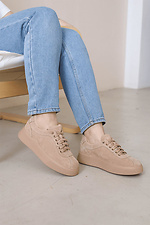 Women's spring sneakers in beige color made of natural suede  4205840 photo №1