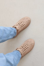 Women's spring sneakers in beige color made of natural suede  4205840 photo №2