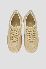 Women's spring sneakers in beige color made of natural suede  4205840 photo №5