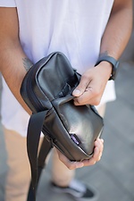 Black shoulder bag with external pocket Without 8042841 photo №6