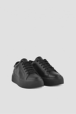 Schwarze Plateau-Sneaker aus echtem Leder für Damen  4205842 Foto №2