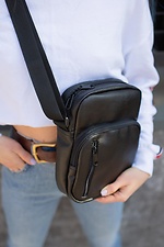 Black shoulder bag with external pocket Without 8042842 photo №2