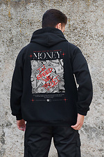 Men's Insulated Zip Hoodie On Fleece Zipper With Money Grafity Print Kane Black Without 8055842 photo №2