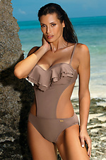 One-piece beige monokini swimsuit with frill Marko 4023843 photo №1