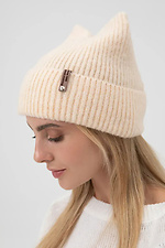 Women's knitted cap with ears, beige  4038843 photo №3