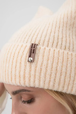 Women's knitted cap with ears, beige  4038843 photo №4