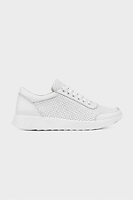 White leather summer sneakers with perforations  4205844 photo №2
