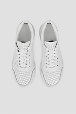 White leather summer sneakers with perforations  4205844 photo №3
