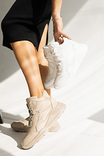 Beige high spring sneakers made of genuine leather  8018844 photo №7