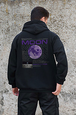 Herren Kapuzenpullover mit isoliertem Reißverschluss und Fleece-Reißverschluss mit Moon Kane Aufdruck Schwarz Without 8055844 Foto №2