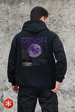 Men's Insulated Zip Hoodie On Fleece Zipper With Moon Kane Print Black Without 8055844 photo №2