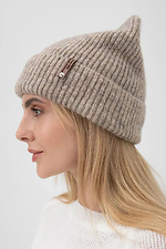 Women's knitted hat with ears, dark beige  4038845 photo №2