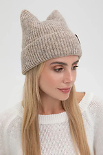 Women's knitted hat with ears, dark beige  4038845 photo №3