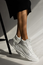 Білі високі кросівки з натуральної шкіри  8018845 фото №2