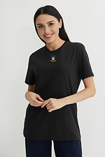Basic black cotton T-shirt with patriotic print Garne 9000845 photo №1