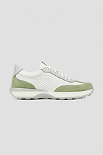 White leather sneakers with perforations and colored inserts  4205847 photo №2
