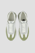 Білі шкіряні кросівки з перфорацією та кольоровими вставками  4205847 фото №3