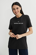 Basic black cotton T-shirt with patriotic print Garne 9000847 photo №1