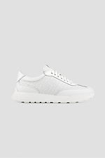 White women's platform sneakers made of genuine perforated leather  4205848 photo №2