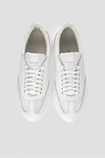 Białe sneakersy damskie na platformie wykonane z naturalnej perforowanej skóry  4205848 zdjęcie №3