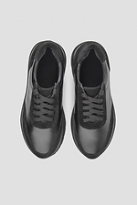 Черные кожаные кроссовки на платформе  4205851 фото №3