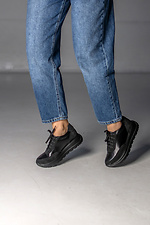 Черные кожаные кроссовки на платформе  4205851 фото №4