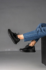 Черные кожаные кроссовки на платформе  4205851 фото №5