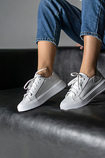 White leather platform sneakers for women  4205852 photo №4