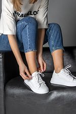 White leather platform sneakers for women  4205852 photo №5