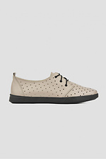 Women's beige leather moccasins with perforations 4205853 photo №2