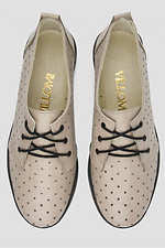 Women's beige leather moccasins with perforations  4205853 photo №4