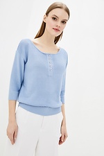 Light blue knitted jumper with cropped sleeves and crew neck  4037854 photo №1