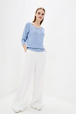 Light blue knitted jumper with cropped sleeves and crew neck  4037854 photo №2