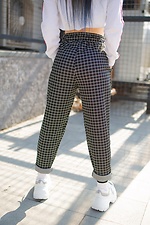 Checked chinos with drawstring high waist Without 8042854 photo №4