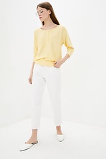 Yellow knit jumper with cropped sleeves and crew neck  4037855 photo №3