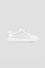 Women's summer sneakers made of white perforated leather  4205856 photo №2